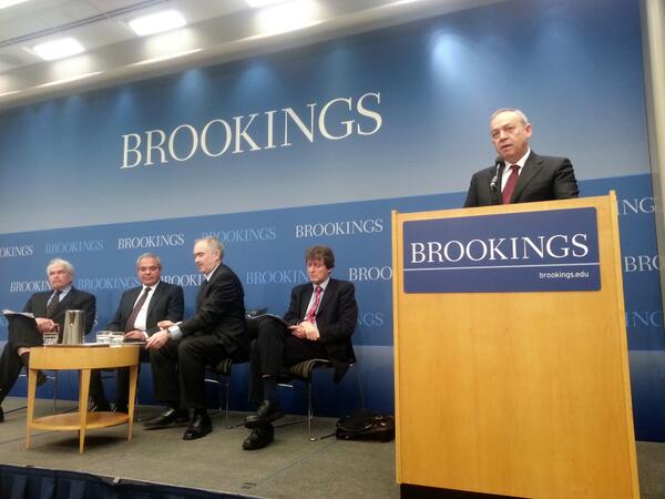 TUSIAD President Muharrem Yilmaz delivering opening remarks at the Brookings Institution 